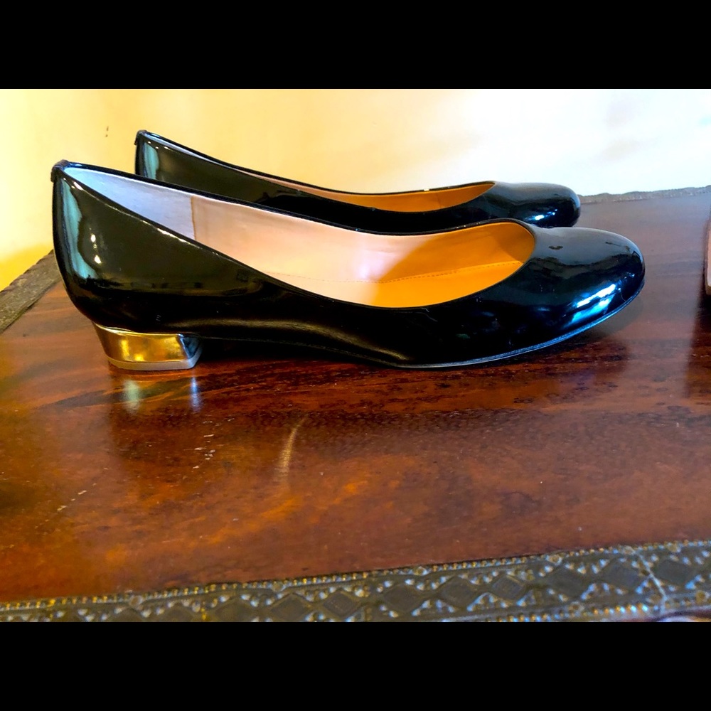 J.Crew Factory Lily Metallic Heel Patent Flat Sz 8